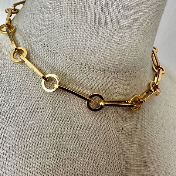 Chunky Gold-Tone Modern Link Chain Necklace - Picture 2 of 6